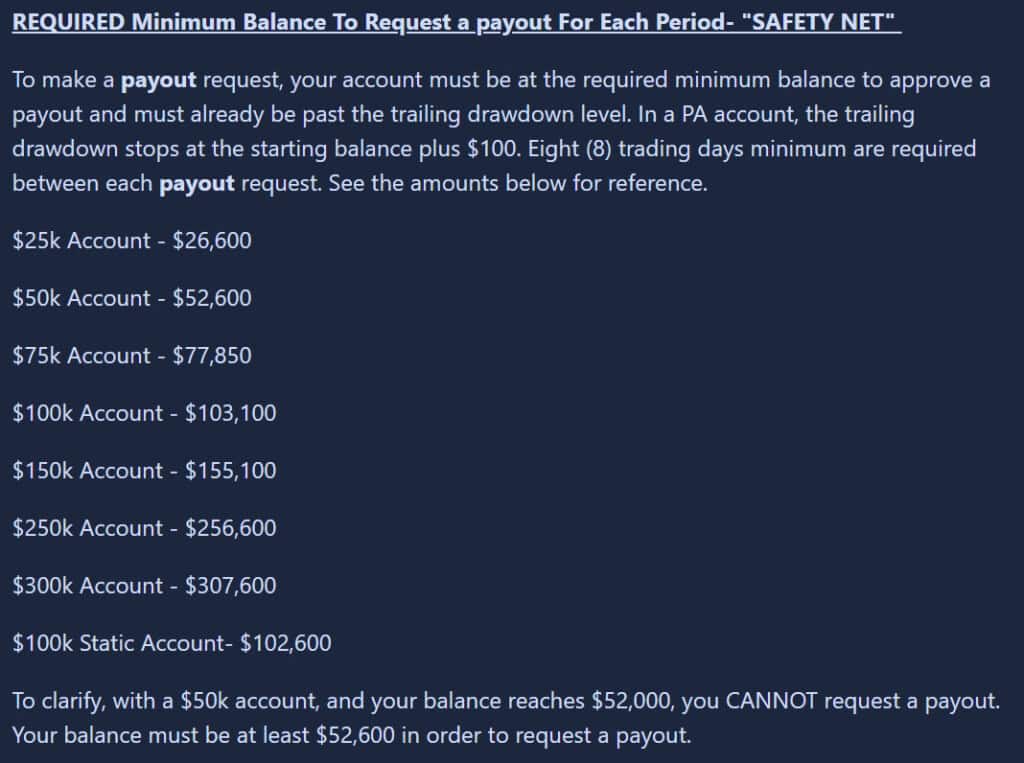 apex-payout-thresholds apex required balance for withdrawal - screenshot from apex trader funding site